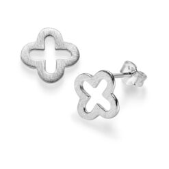 Ohrringe Kleeblatt Florentine gebürstet 925 Sterling Silber