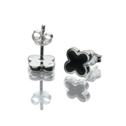Ohrringe Ohrstecker Kleeblatt New York Onyx 925 Sterling Silber