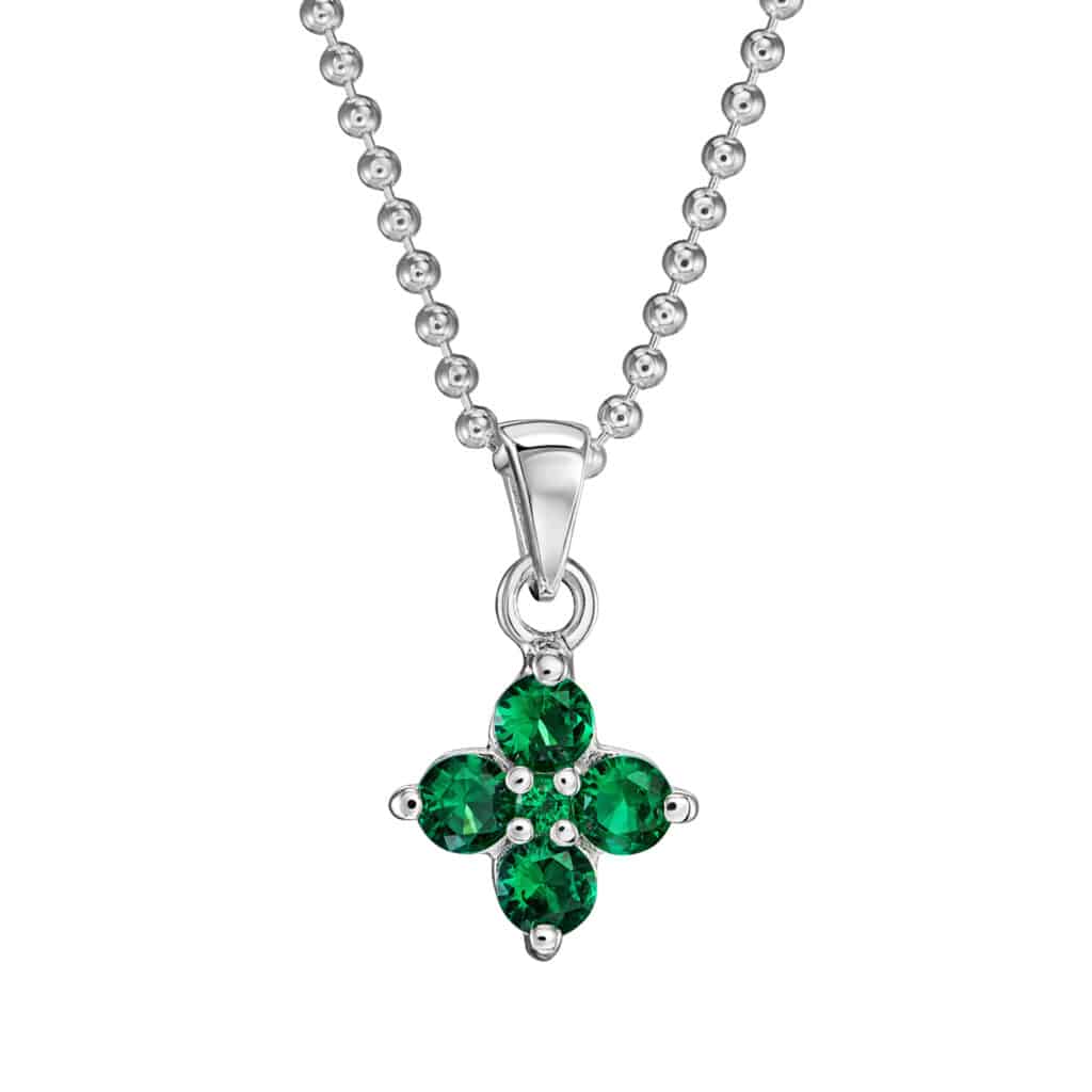 Yumilok 925 Sterling Silber Anhänger Mit Synthetischem Smaragd – Rechteck-Design, 45 Cm Kette