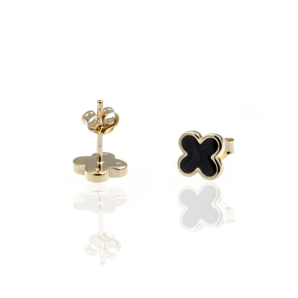 Ohrringe Kleeblatt New York Onyx klein GOLD