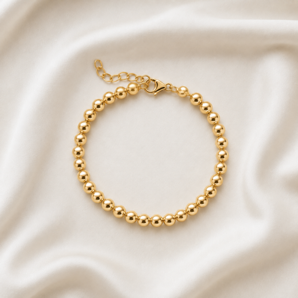 Kugelarmband „Camila“ 6 mm aus 925er Sterling Silber, goldplattiert