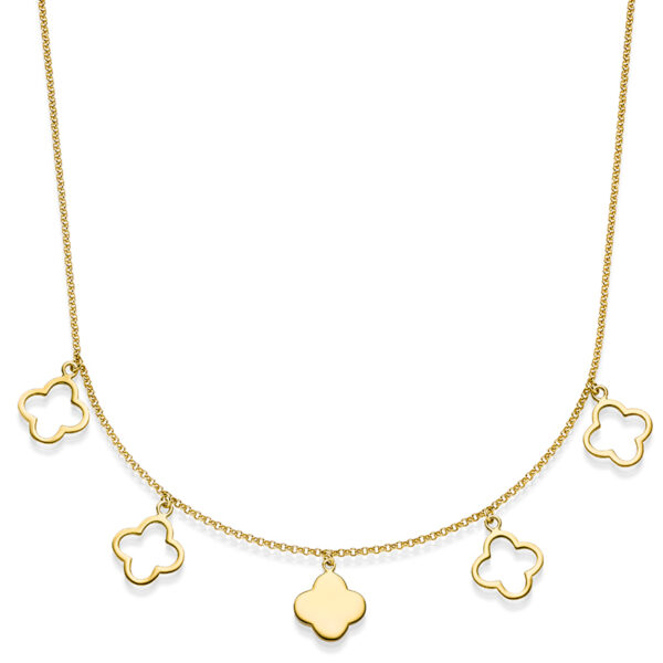 Kette Kleeblatt Mykonos 925 Sterling Silber goldplattiert