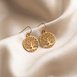 Ohrringe "Arbora Baum des Lebens" aus 925 Sterling Silber, goldplattiert