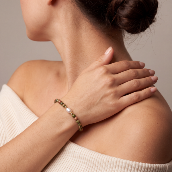Alternative view of Kugelarmband „Turma“ mit Edelstein aus 925er Sterling Silber, goldplattiert