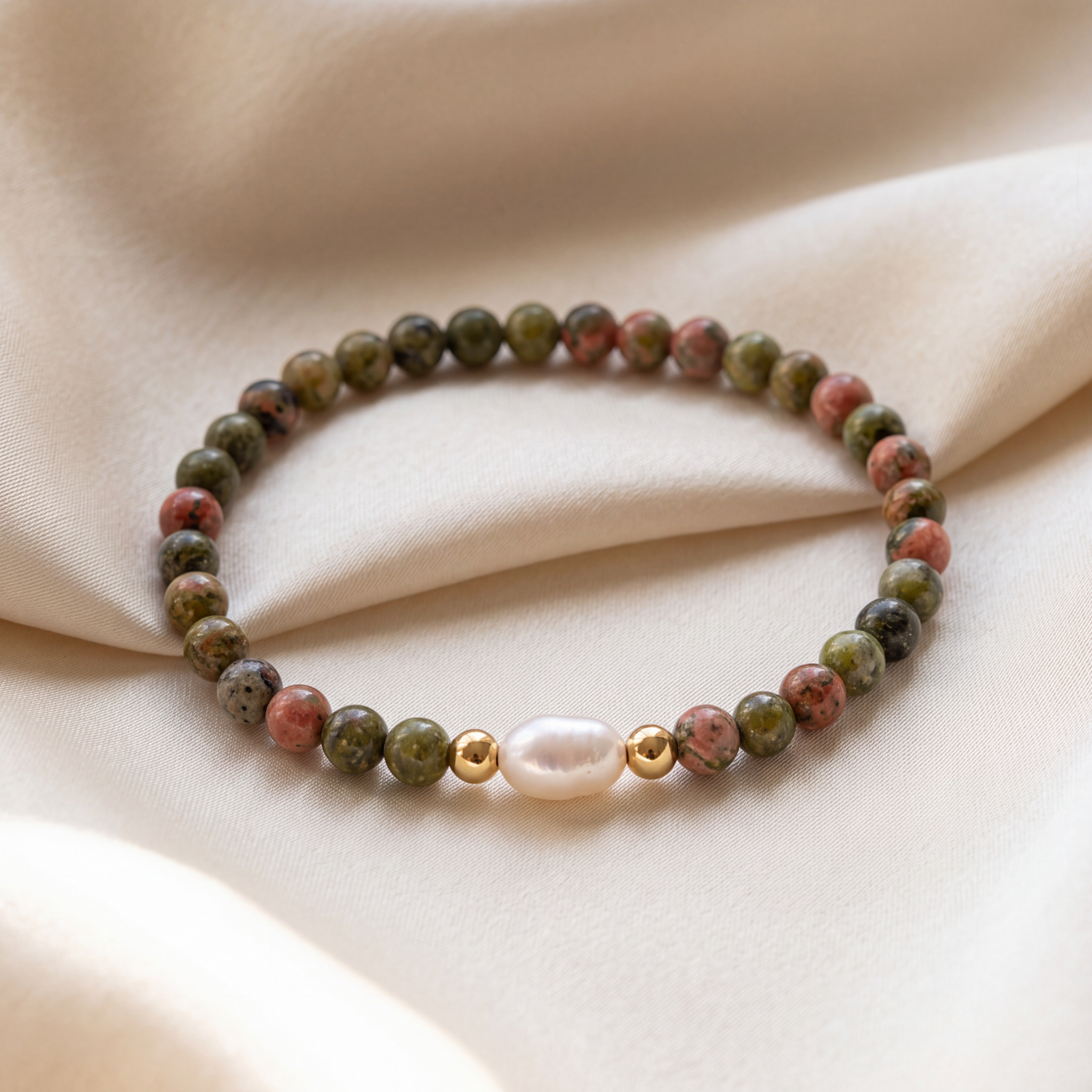 Kugelarmband „Turma“ mit Edelstein aus 925er Sterling Silber, goldplattiert
