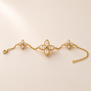 Armband „Elada“ mit 3er-Blüte aus 925 Sterling Silber, goldplattiert & Zirkonia