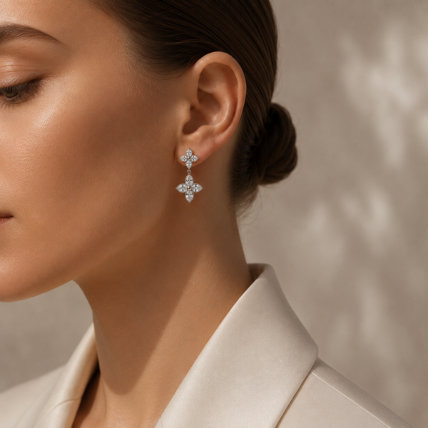 Ohrringe „Elada“ mit 2er-Blüte aus 925 Sterling Silber & Zirkonia
