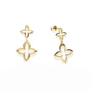 Ohrringe „Mini Coslada“ mit 2er-Blüte aus 925 Sterling Silber, goldplattiert