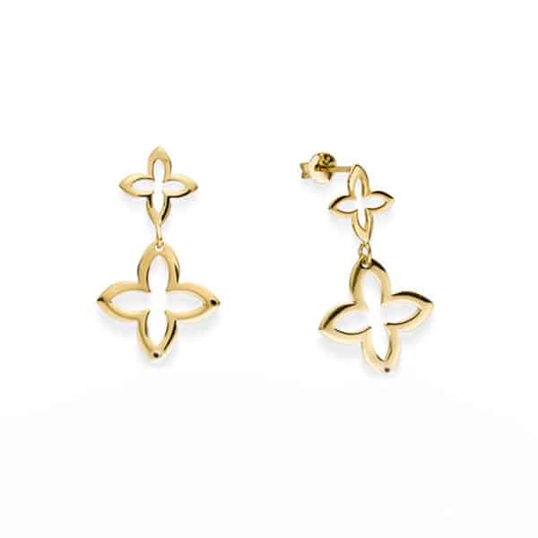 Ohrringe „Mini Coslada“ mit 2er-Blüte aus 925 Sterling Silber, goldplattiert
