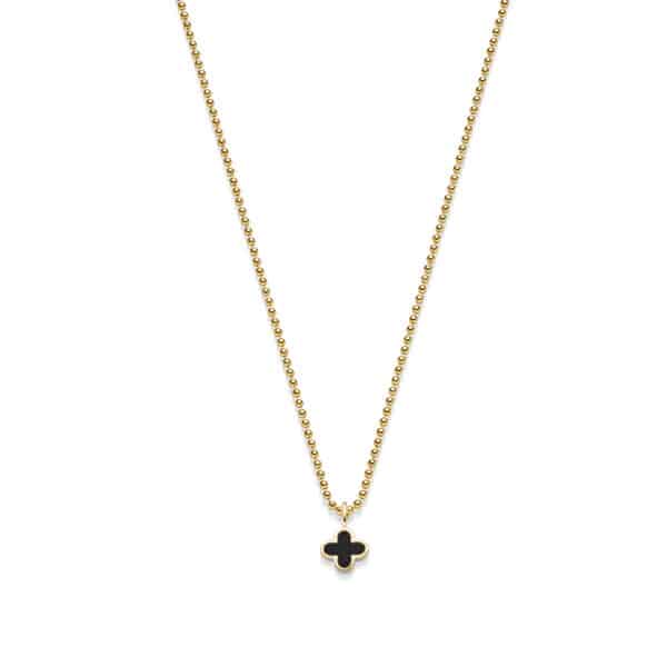 Kette „New York Mini" mit Onyx aus 925er Sterling Silber, goldplattiert