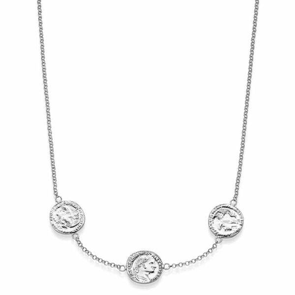 Kette „Flavia“ mit 3-fachem Münzanhänger aus 925er Sterling Silber