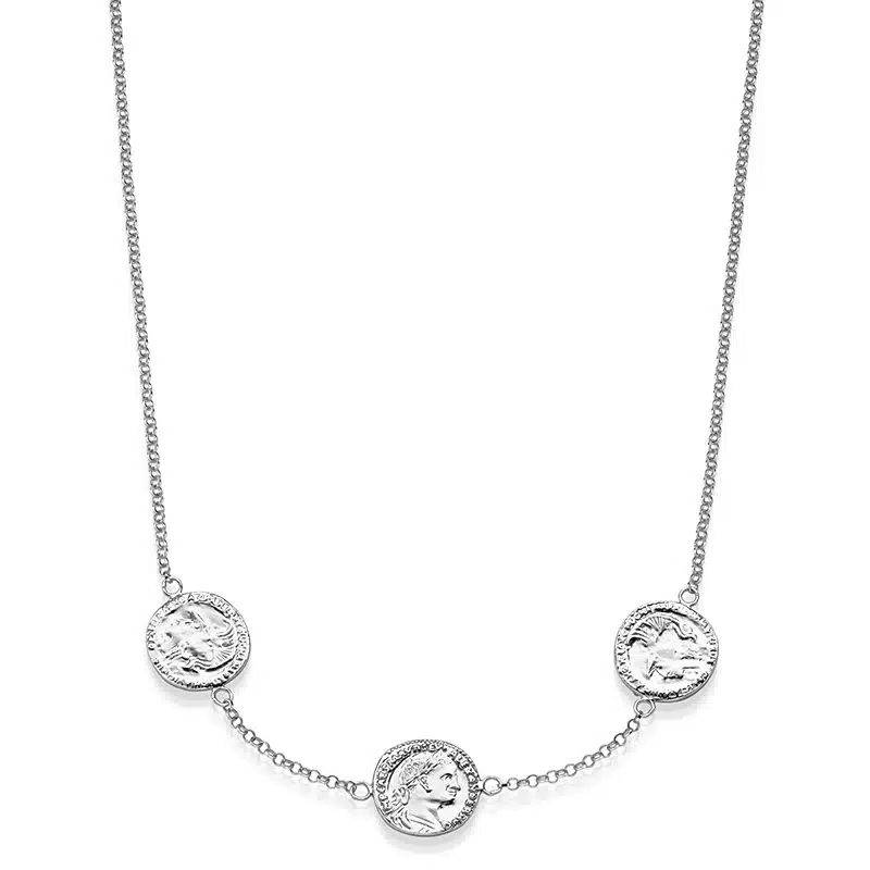 Kette „Flavia“ mit 3-fachem Münzanhänger aus 925er Sterling Silber