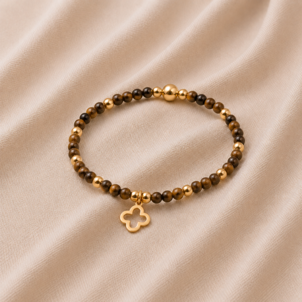 Kugelarmband "Capri" Edelstein mit 925 Sterling Silber, goldplattiert