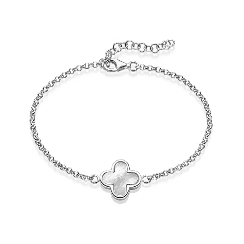 Armband „New York“ 1er-Blüte aus 925er Sterling Silber mit Perlmutt