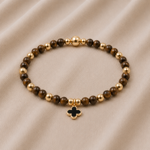Kugelarmband "Belluno" Edelstein mit 925 Sterling Silber, goldplattiert