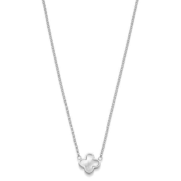 Kette „New York“ 1er-Blüte aus 925er Sterling Silber mit Perlmutt