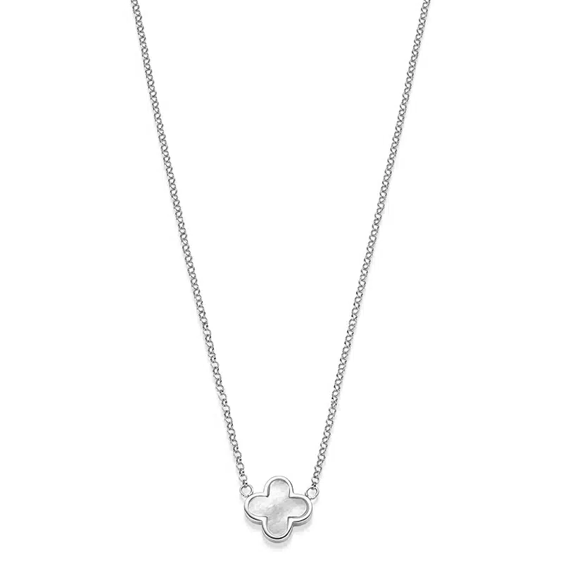Kette „New York“ 1er-Blüte aus 925er Sterling Silber mit Perlmutt