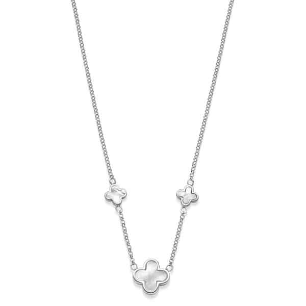 Kette „New York“ mit Perlmutt-3er-Blüte aus 925 Sterling Silber