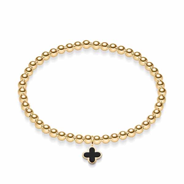 Kugelarmband „New York“ mit Onyx aus 925er Sterling Silber, goldplattiert