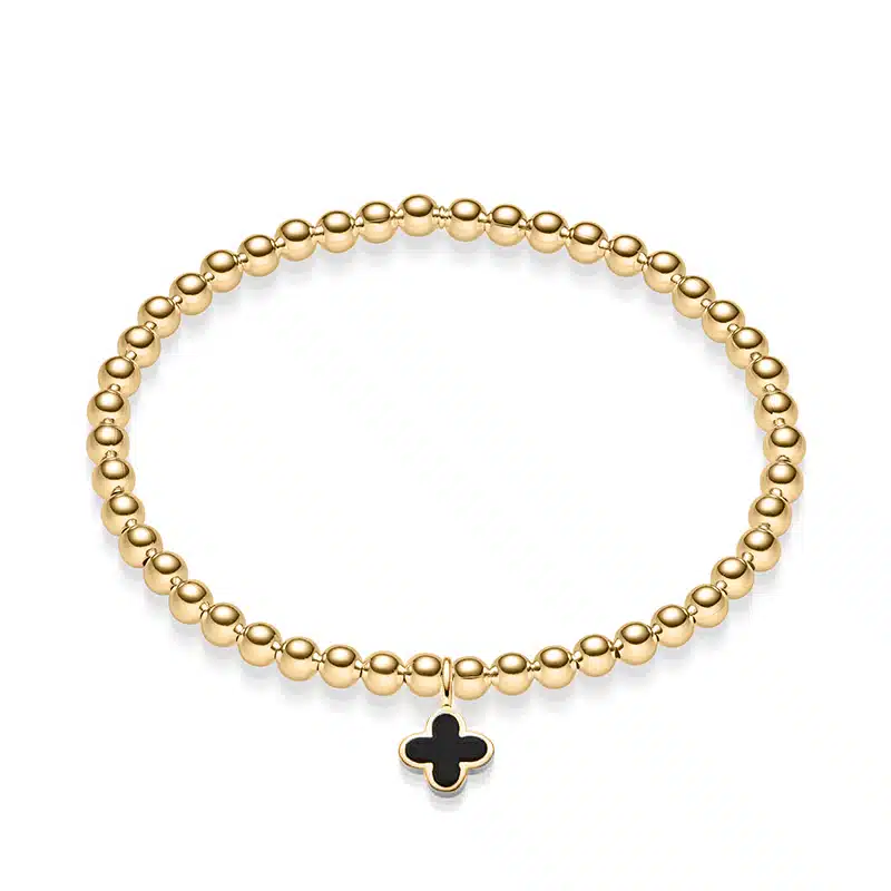 Kugelarmband „New York“ mit Onyx aus 925er Sterling Silber, goldplattiert