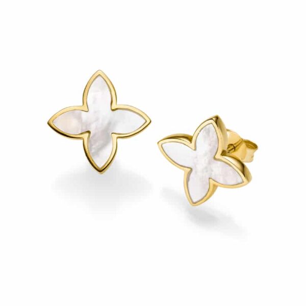 Ohrringe "Coslada" aus 925 Sterling Silber, goldplattiert mit Perlmutt
