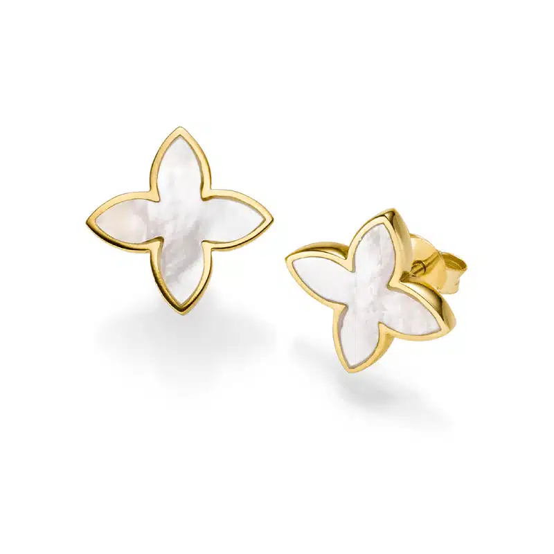 Ohrringe "Coslada" aus 925 Sterling Silber, goldplattiert mit Perlmutt