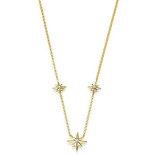 Kette „Katar“ mit 3er-Nordstern aus 925 Sterling Silber, goldplattiert