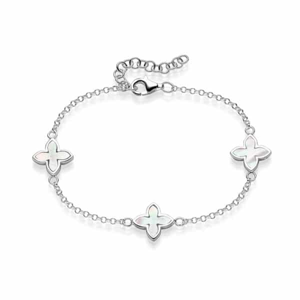 Armband „Coslada“ mit Perlmutt 3er-Blume aus 925er Sterling Silber