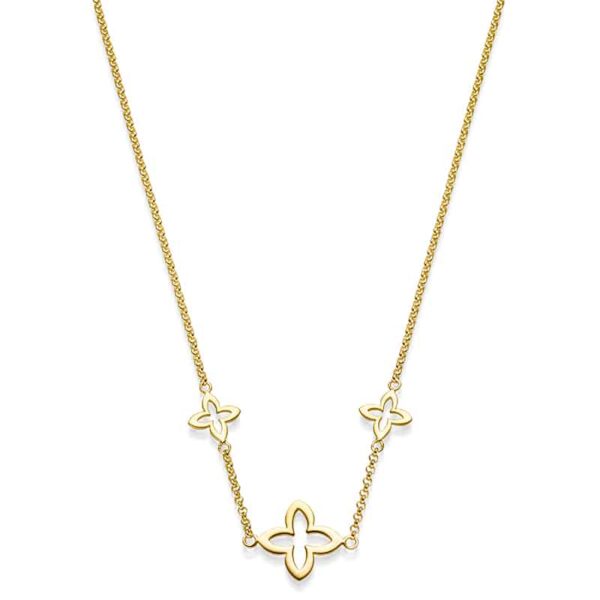 Kette "Coslada" mit 3er-Blumenmotiv aus 925 Sterling Silber, goldplattiert