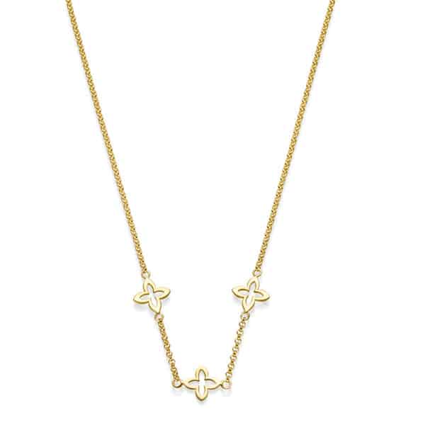 Kette „Coslada Mini“ mit 3er-Blume aus 925er Sterling Silber, goldplattiert