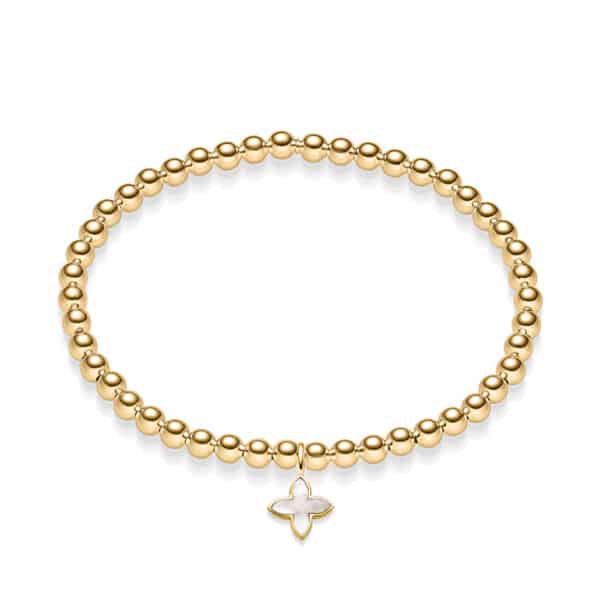 Kugelarmband „Coslada“ mit Perlmutt aus 925er Sterling Silber, goldplattiert