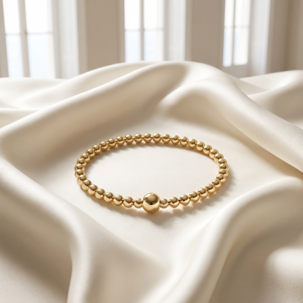 MEN Kugelarmband „Zoe“ aus 925er Sterling Silber, goldplattiert, 4 mm
