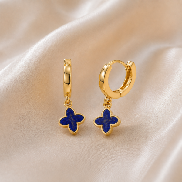 Klappcreolen "Coslada" aus 925 Sterling Silber, goldplattiert, mit Lapis