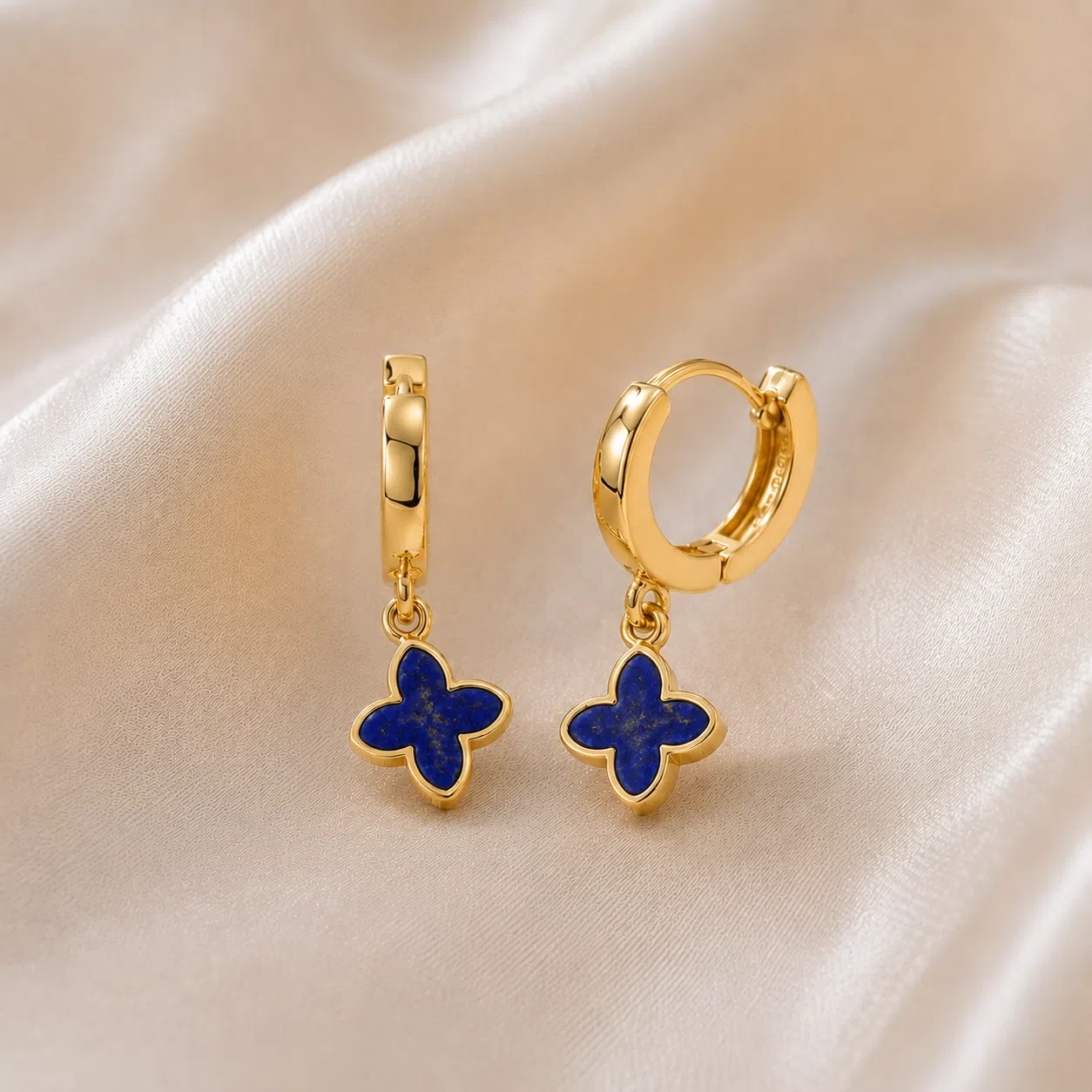 Klappcreolen "Coslada" aus 925 Sterling Silber, goldplattiert, mit Lapis