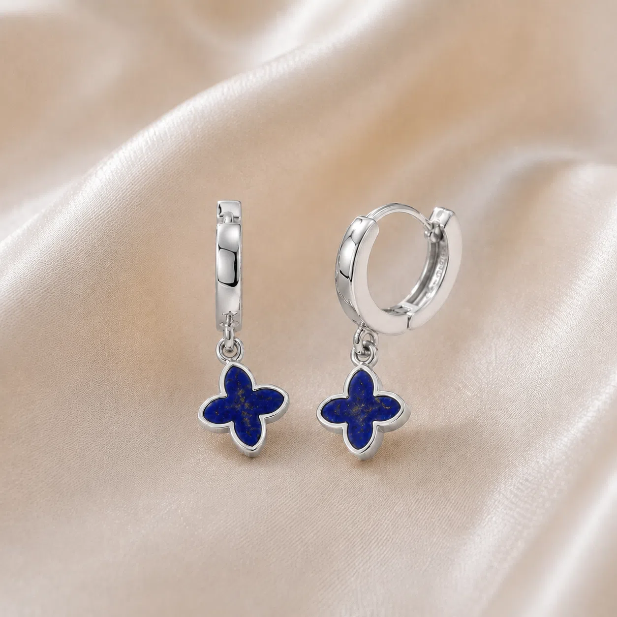 Klappcreolen "Coslada" aus 925 Sterling Silber mit Lapis