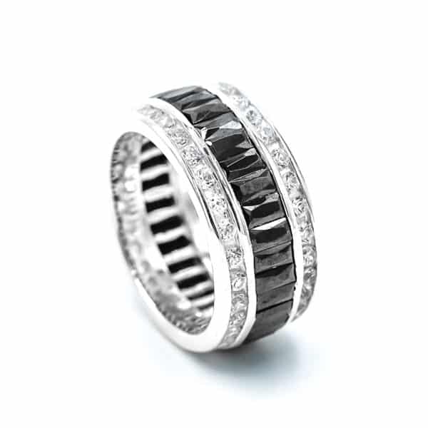 Ring "Juno" aus 925 Sterling Silber mit schwarzem Zirkonia
