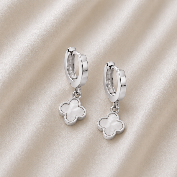 Klappcreolen "New York" mit Perlmutt aus 925 Sterling Silber