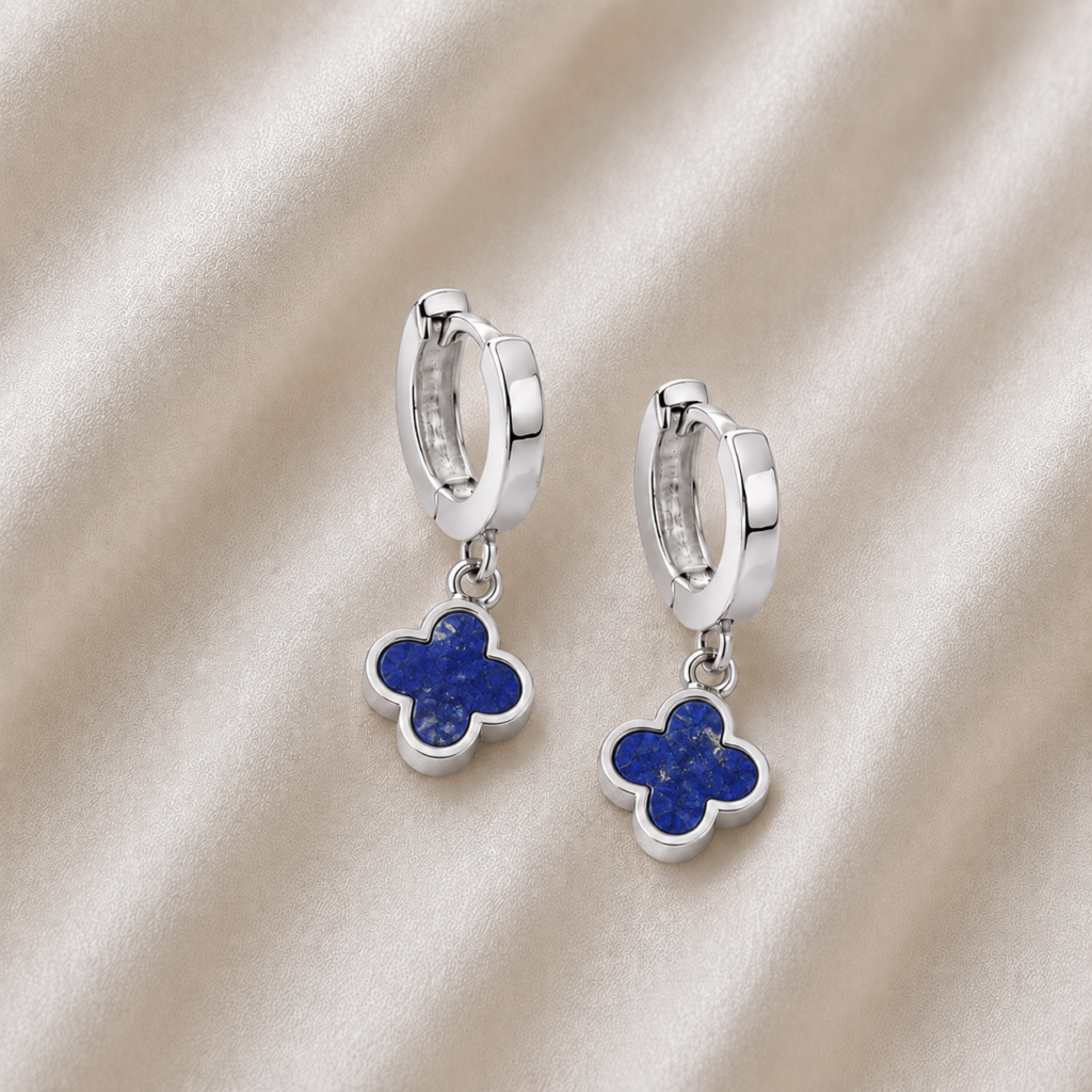 Klappcreolen „New York“ mit Lapis aus 925er Sterling Silber