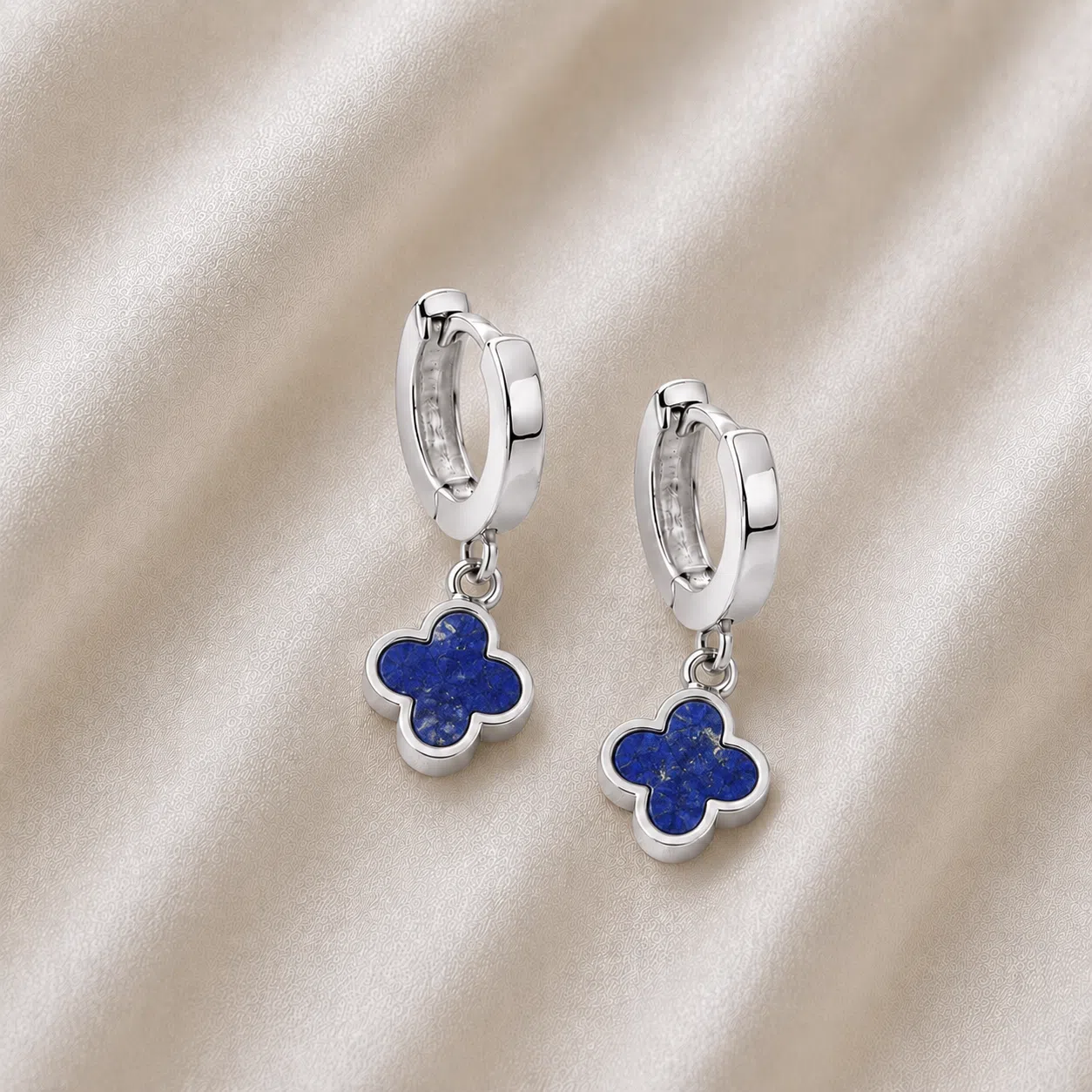 Klappcreolen „New York“ mit Lapis aus 925er Sterling Silber