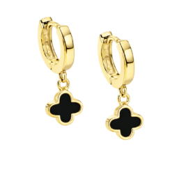 Ohrringe Klappcreolen New York Onyx 925 goldplattiert