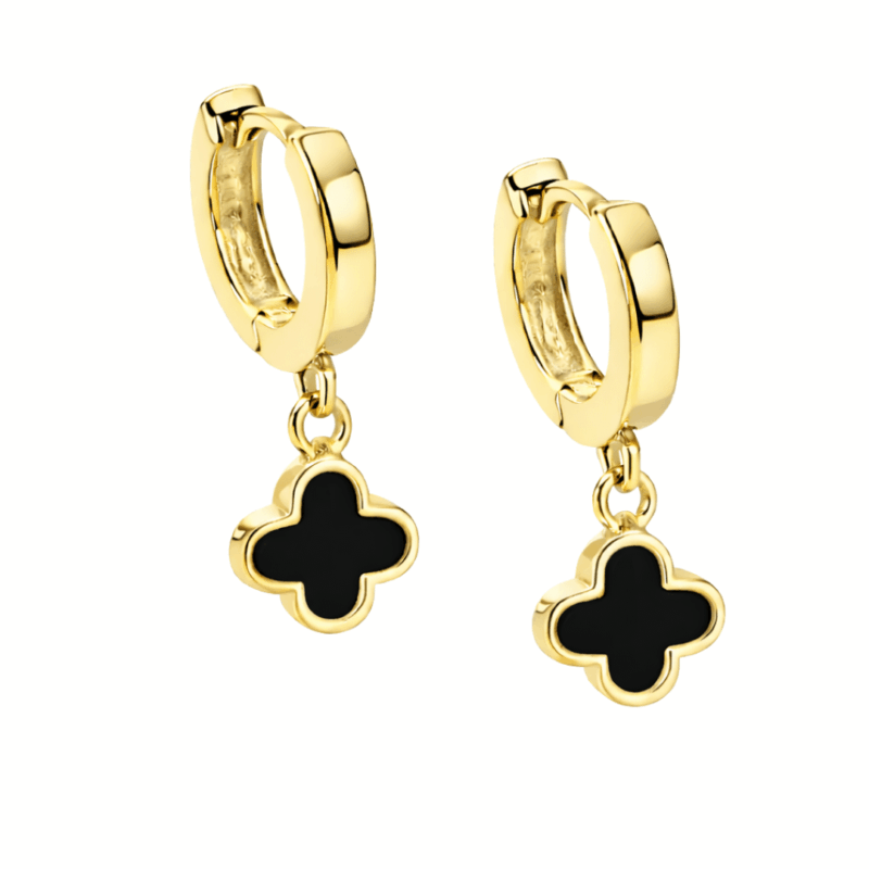 Klappcreolen „New York“ mit Onyx aus 925er Sterlingsilber, goldplattiert