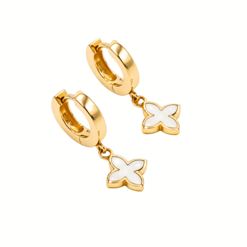 Klappcreolen "Coslada" aus 925 Sterling Silber, goldplattiert, mit Perlmutt