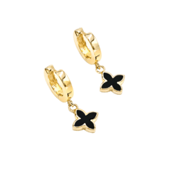 Ohrringe Klappcreolen Coslada Onyx 925 goldplattiert