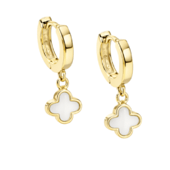 Ohrringe Klappcreolen New York Perlmutt 925 goldplattiert