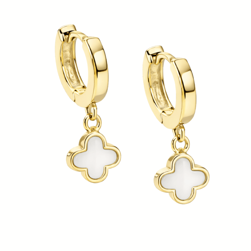 Klappcreolen "New York" mit Perlmutt aus 925 Sterling Silber, goldplattiert