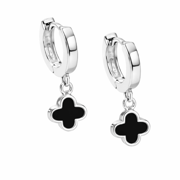 Klappcreolen „New York“ mit Onyx aus 925er Sterling Silber