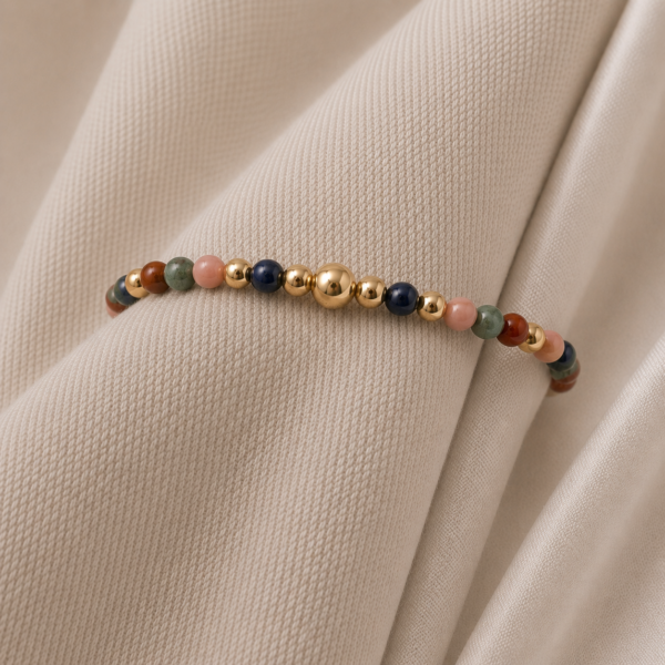 Kugelarmband „St. Tropez“ mit Edelstein aus 925er Sterling Silber, goldplattiert