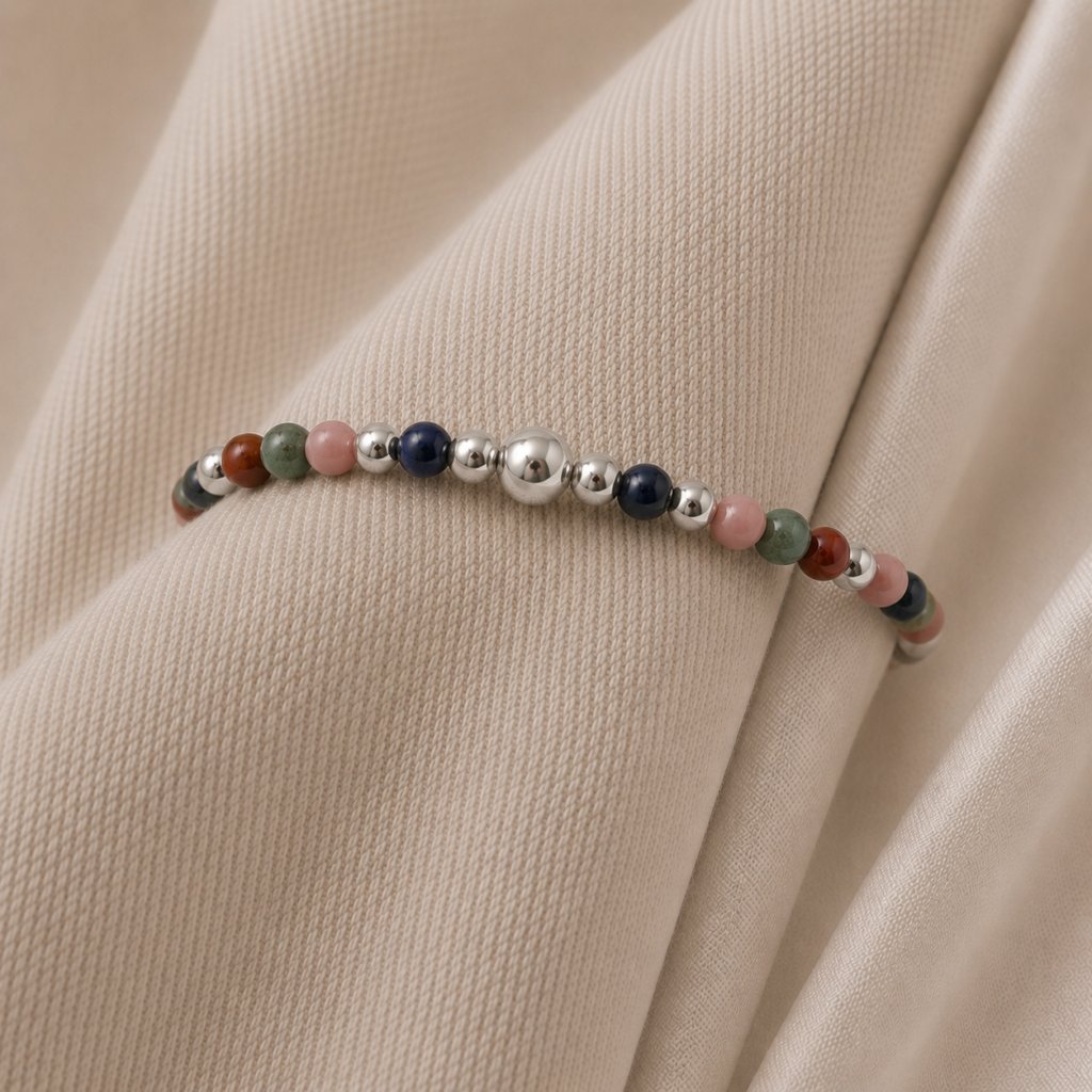 Kugelarmband „St. Tropez“ mit Edelstein aus 925er Sterling Silber