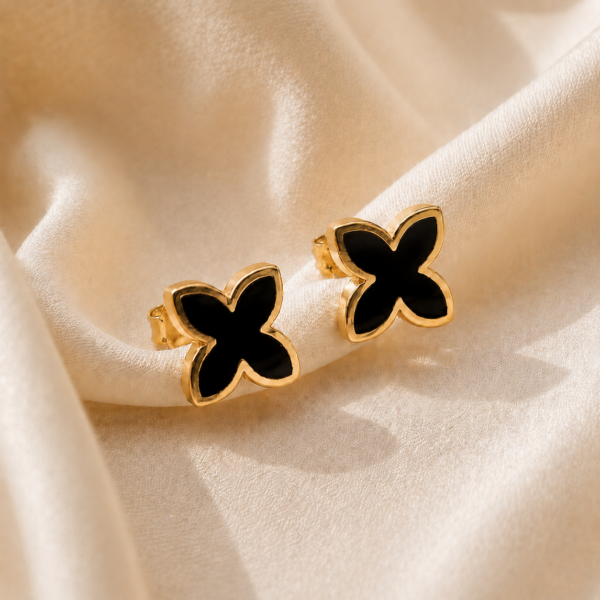 Ohrringe "Coslada" mit Onyx aus 925er Sterling Silber, goldplattiert