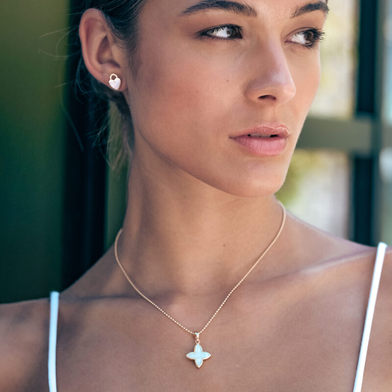 Alternative view of Kette "Coslada" aus 925 Sterling Silber, goldplattiert mit Perlmutt